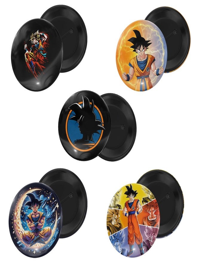 JIGARI - Designer Animie Theme Printed Badges for Bags, T-Shirts for Animie Accessories Lover | Multicolor Animie Printed Batches (Dragon Ball Z, Dragon Ball Z ( Pack of 5 ) - 1, 58 mm - Gloss Lamination) - Image 3